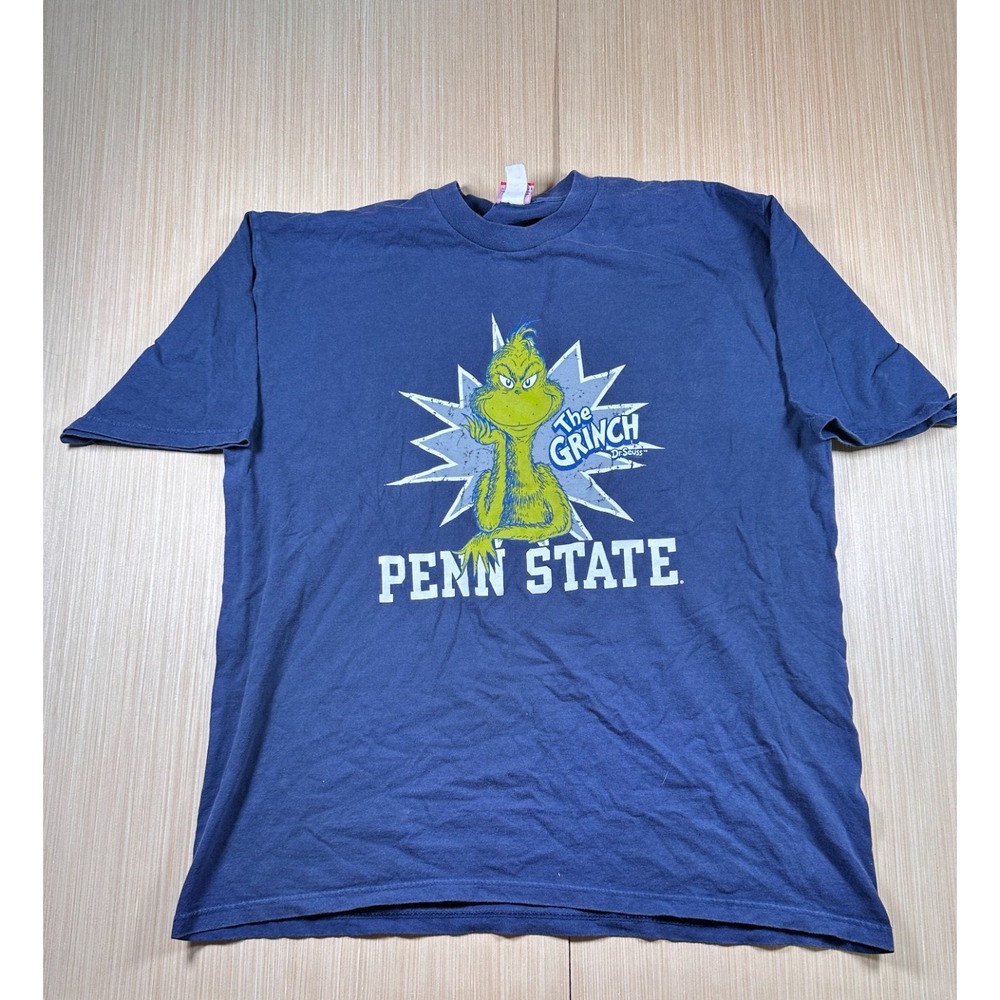 Dr. Seuss The Grinch Penn State T-Shirt Mens 2XL Blue Graphic Print Casual Wear‎